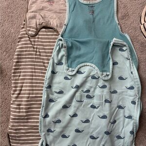 Blue and Gray Sleep Sacks with Nautical and Striped Designs